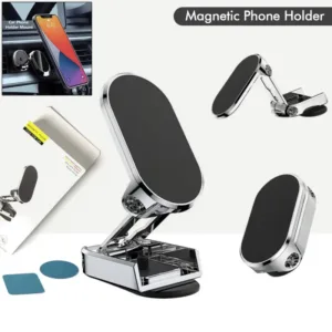 360 Degree Rotating Magnetic Car Phone Holder | Metal Folding Car Phone Holder | New Alloy Folding Magnetic Car Phone Holder (Pack of 1)