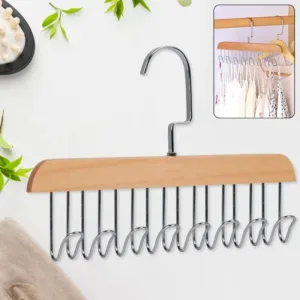 Space-Saving 8-Hook Wooden Hanger Multi-Purpose Closet Organizer