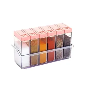 Spice Jar Set (6 Pieces) - Cereal Dispenser with Easy Flow Storage for Spices, Cereals, and More