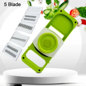 Slicer for Kitchen 5 in 1 Foldable Vegetable Slicer Blade Potato Cutter, Veggie Slicer, Onion Slicer, Julienne Grater with Protective Guards, Stainless Steel Blade