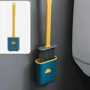Silicone Toilet Brush/ Flexible Soft Bristle Brush with Quick Dry Holder Cleaning Brush for Toilet Accessories ( Without Box )