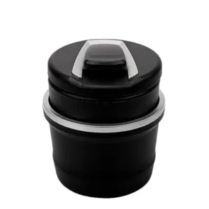 Portable Smokeless Car Ashtray with Lid & Blue LED Light Durable ABS Cylinder Design