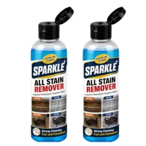 Pack of 2 Sparkle All Stain Remover Liquid | Powerful Kitchen Degreaser for Oil Stains, Gas Stove, Chimney, Grill & Tough Grease Cleaning ( default, Standard )