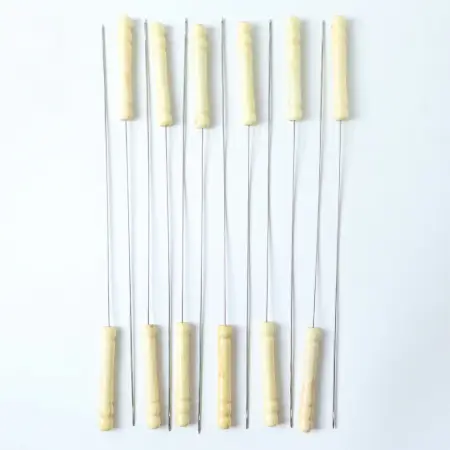 2ueBXhUJf3BeuT83Tbk1yjddapUbYoeJljfEX81n.webp Stainless Steel BBQ Skewers Set | Reusable Grilling Sticks with Wooden Handles for Barbecue & Kebabs (1PC) ( default, OS )