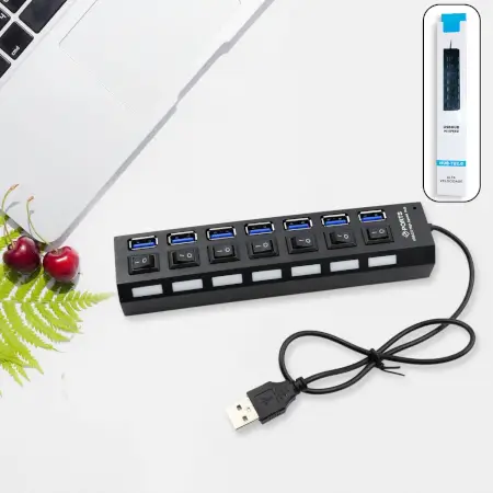 BaAy5DQfwHG30P70CCDQRQQkvYC3rW8MxGGjWTTh.webp USB Splitter Multi Port USB 2.0 Hub, 7 Port with Independent On/Off Switch and LED Indicators USB A Port Data Hub, Suitable for PC Computer Keyboard Laptop Mobile HDD, Flash Drive Camera etc.
