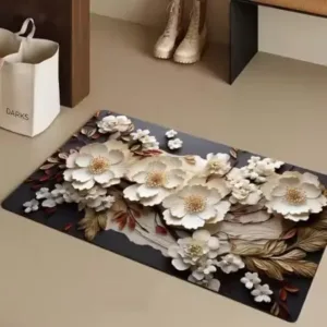 Rubber Floral Door Mat – Non-Slip Weatherproof Entry Mat ( default, Standard )