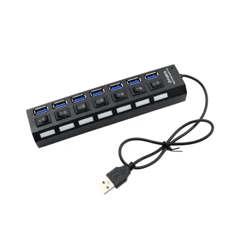 OCP0z2dwMIVVQxvxo3FXJQauhlJASHZTr95JMUEN.webp USB Splitter Multi Port USB 2.0 Hub, 7 Port with Independent On/Off Switch and LED Indicators USB A Port Data Hub, Suitable for PC Computer Keyboard Laptop Mobile HDD, Flash Drive Camera etc.