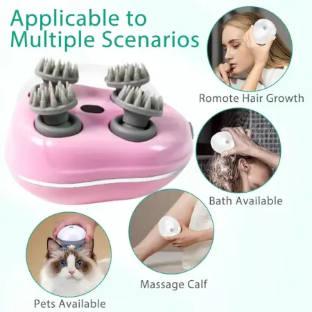 RRDaS7MJi5xNgEHgQGc30ctFGIqhD7ZtC8E46Tom.webp Smart Electric Scalp Massager with 4 Silicone Heads – Rechargeable Handheld Head & Body Massage Device ( default, Standard )