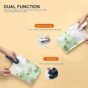 Mini Bag Sealer, 2 in 1 Seal & Cutter Heat Sealers, TYPE-C USB Charging Portable Bag Reseller, Handle Food Sealer, Sealing Machine for Food Storage Plastic Bags Snacks Keep Food Fresh ( defau